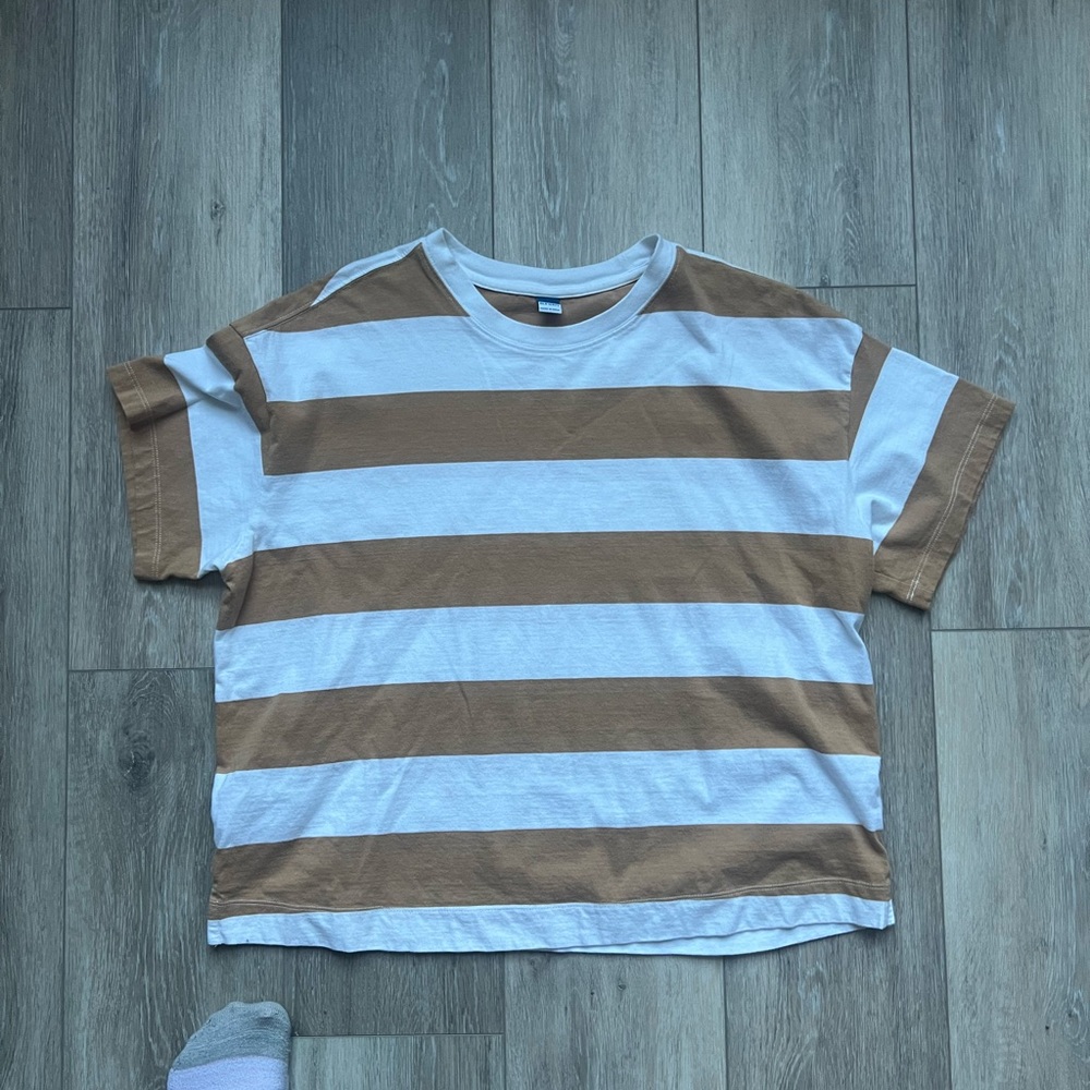 Old Navy Kids Brown and White Striped Tee